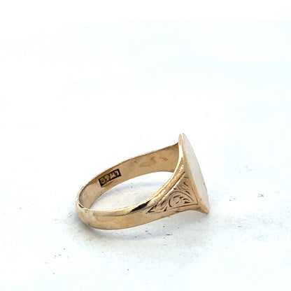 9ct yellow gold signet ring size P (sh27381b)