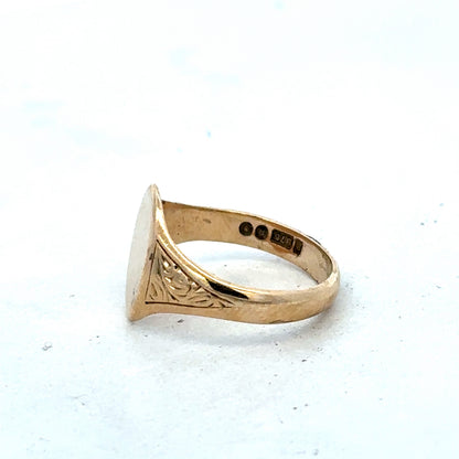 9ct yellow gold signet ring size P (sh27381b)
