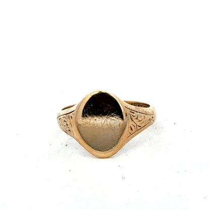 9ct yellow gold signet ring size P (sh27381b)
