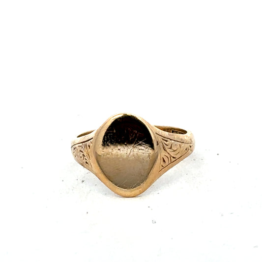 9ct yellow gold signet ring size P (sh27381b)