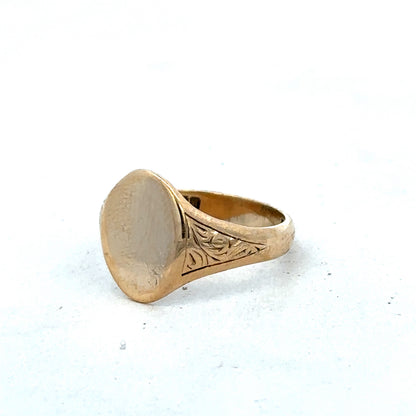 9ct yellow gold signet ring size P (sh27381b)