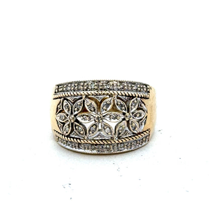 9ct yellow and white gold diamond ring  sh27468b