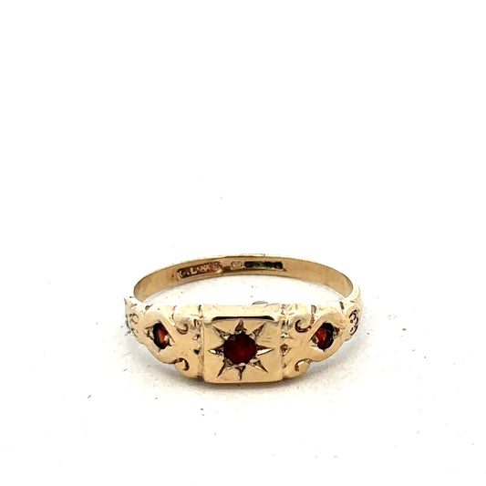 9ct yellow gold ring size Q (sh25675l)