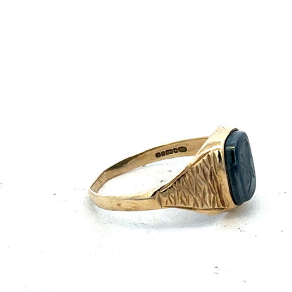 9ct yellow gold signet ring size S (sh25570l)