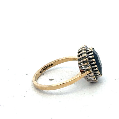 9ct yellow gold sapphire and diamond ring size N (sh27566b)