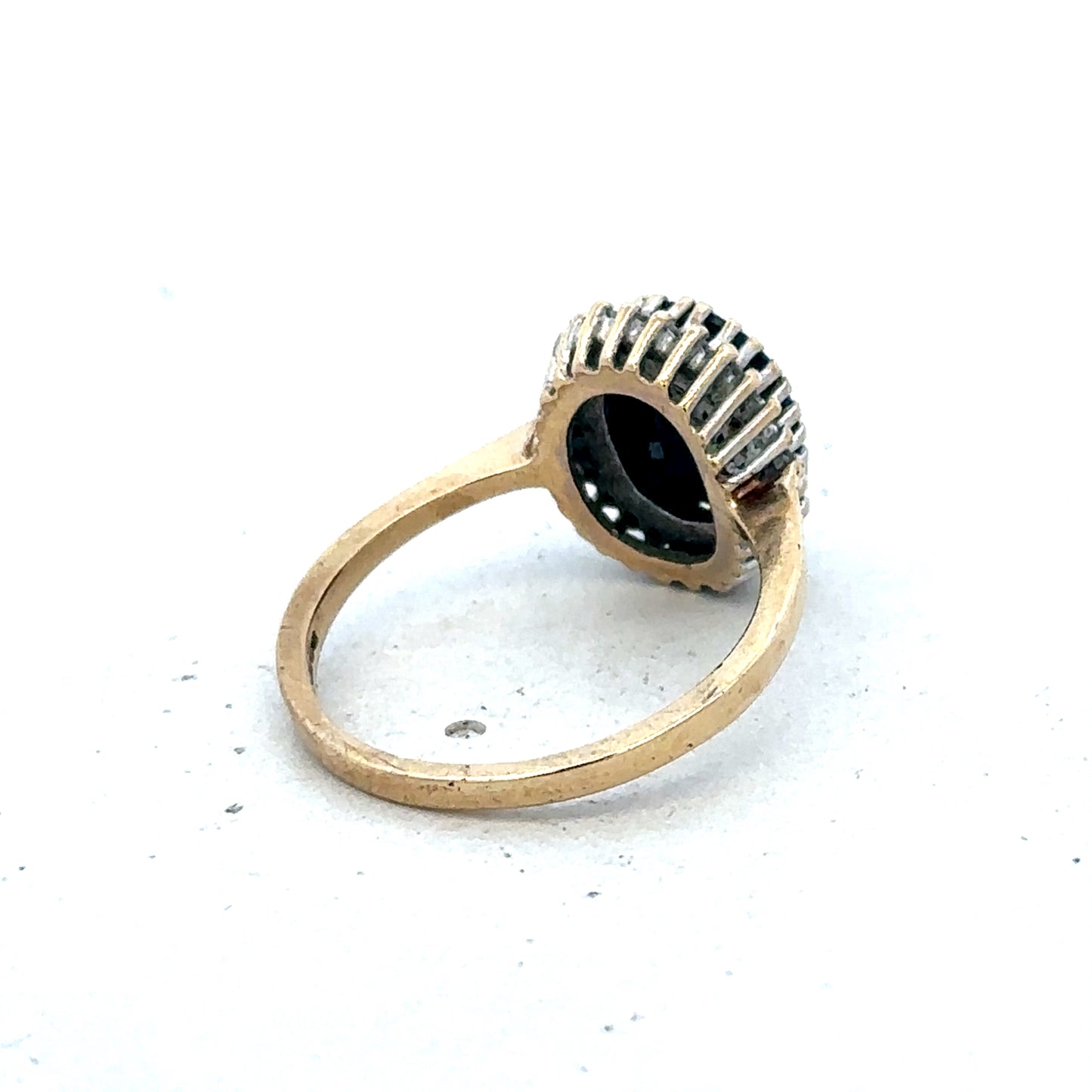 9ct yellow gold sapphire and diamond ring size N (sh27566b)