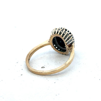 9ct yellow gold sapphire and diamond ring size N (sh27566b)