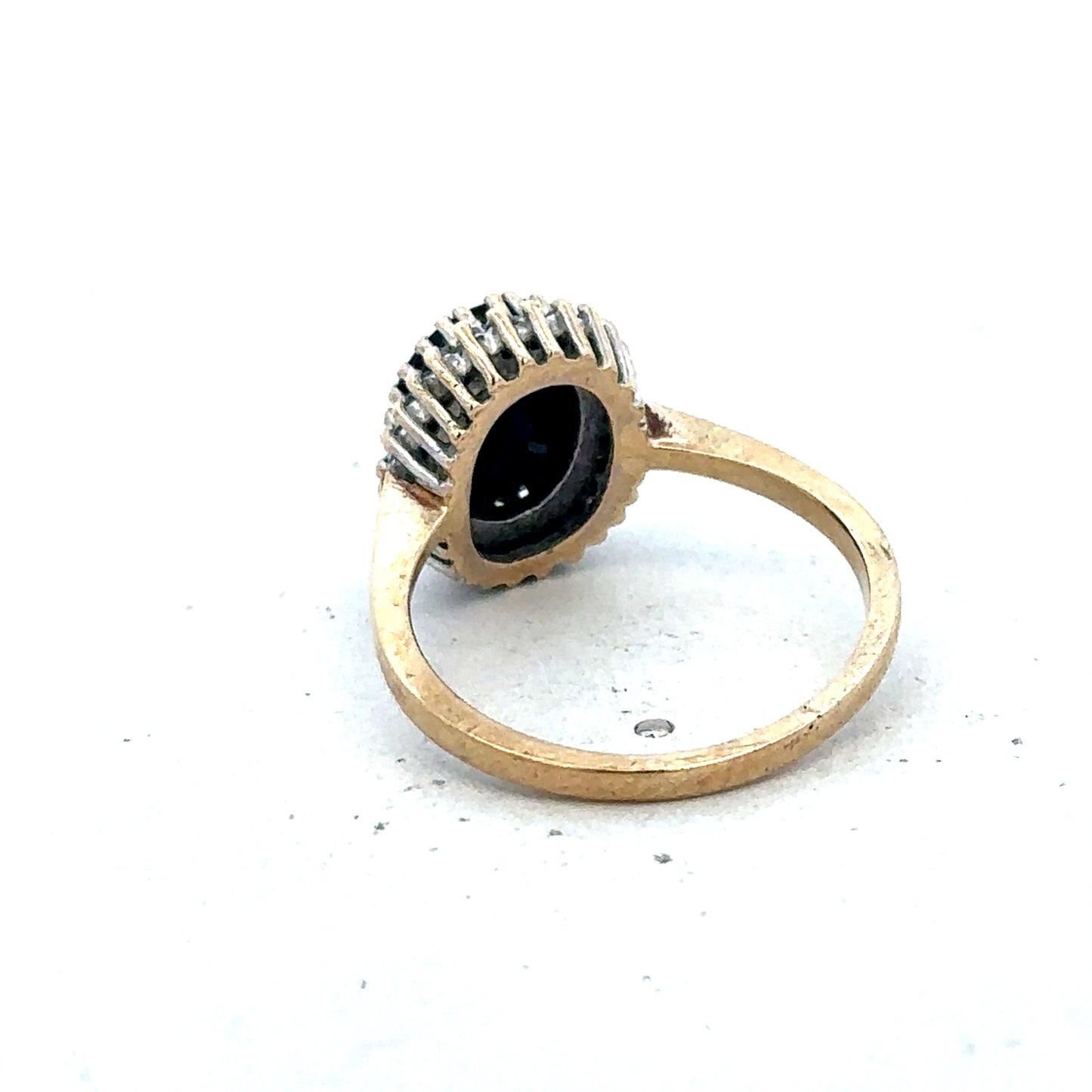 9ct yellow gold sapphire and diamond ring size N (sh27566b)