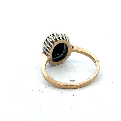 9ct yellow gold sapphire and diamond ring size N (sh27566b)