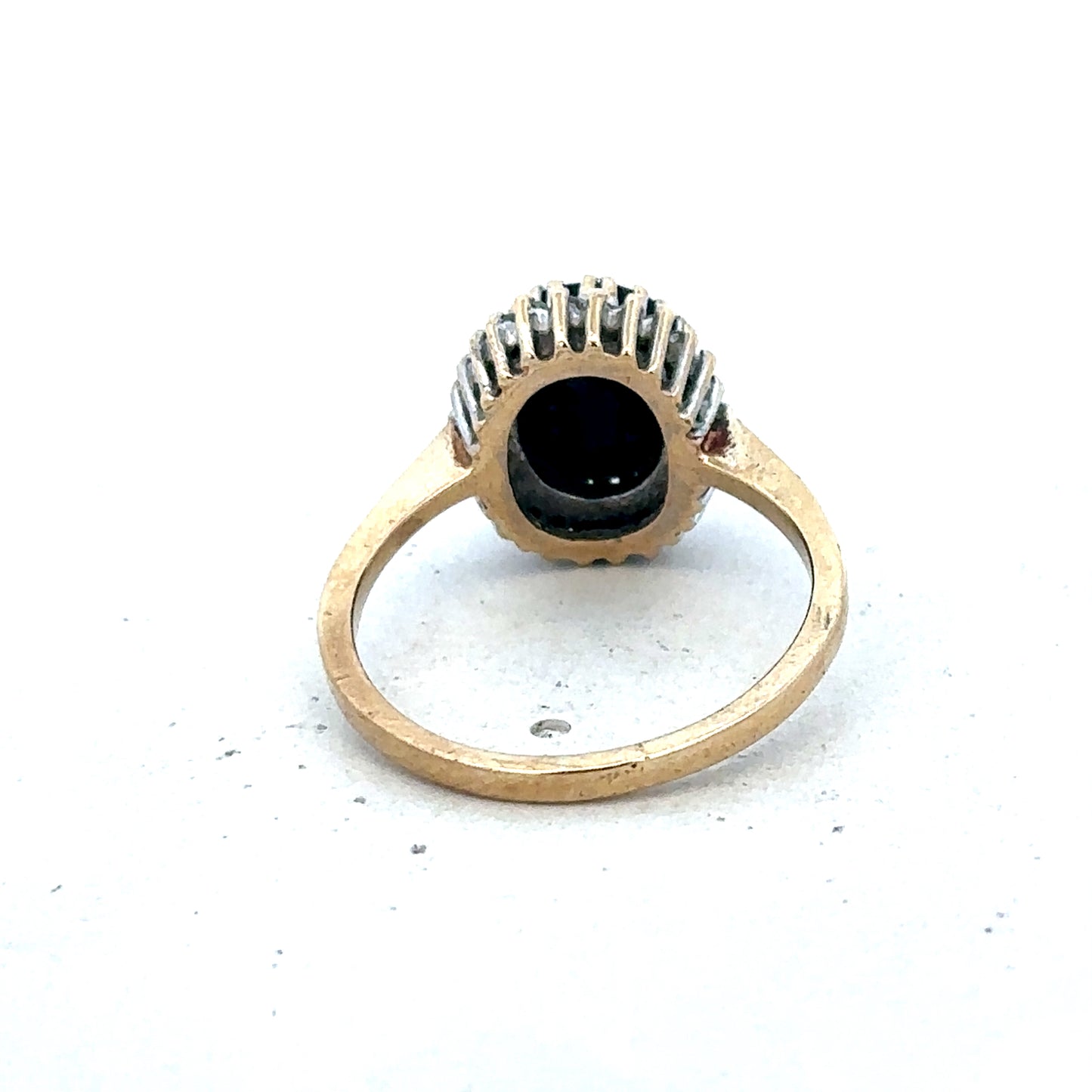 9ct yellow gold sapphire and diamond ring size N (sh27566b)