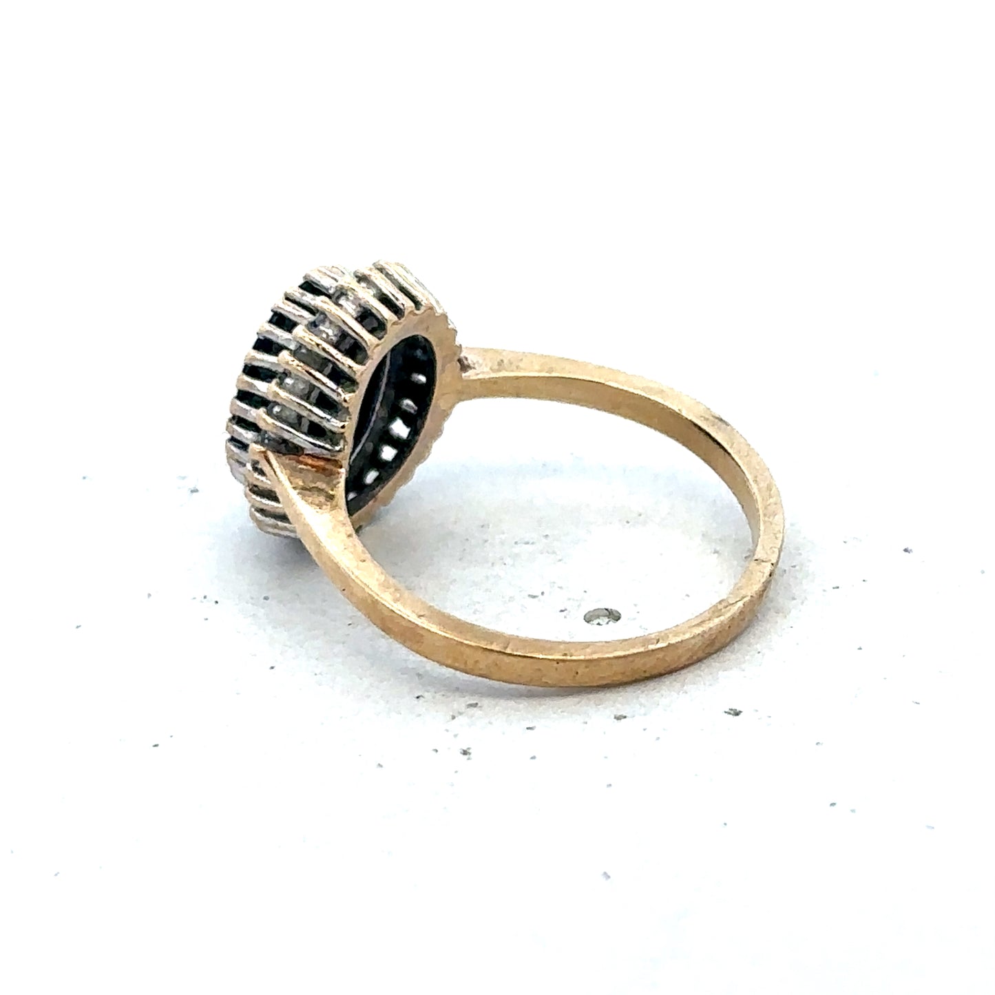 9ct yellow gold sapphire and diamond ring size N (sh27566b)