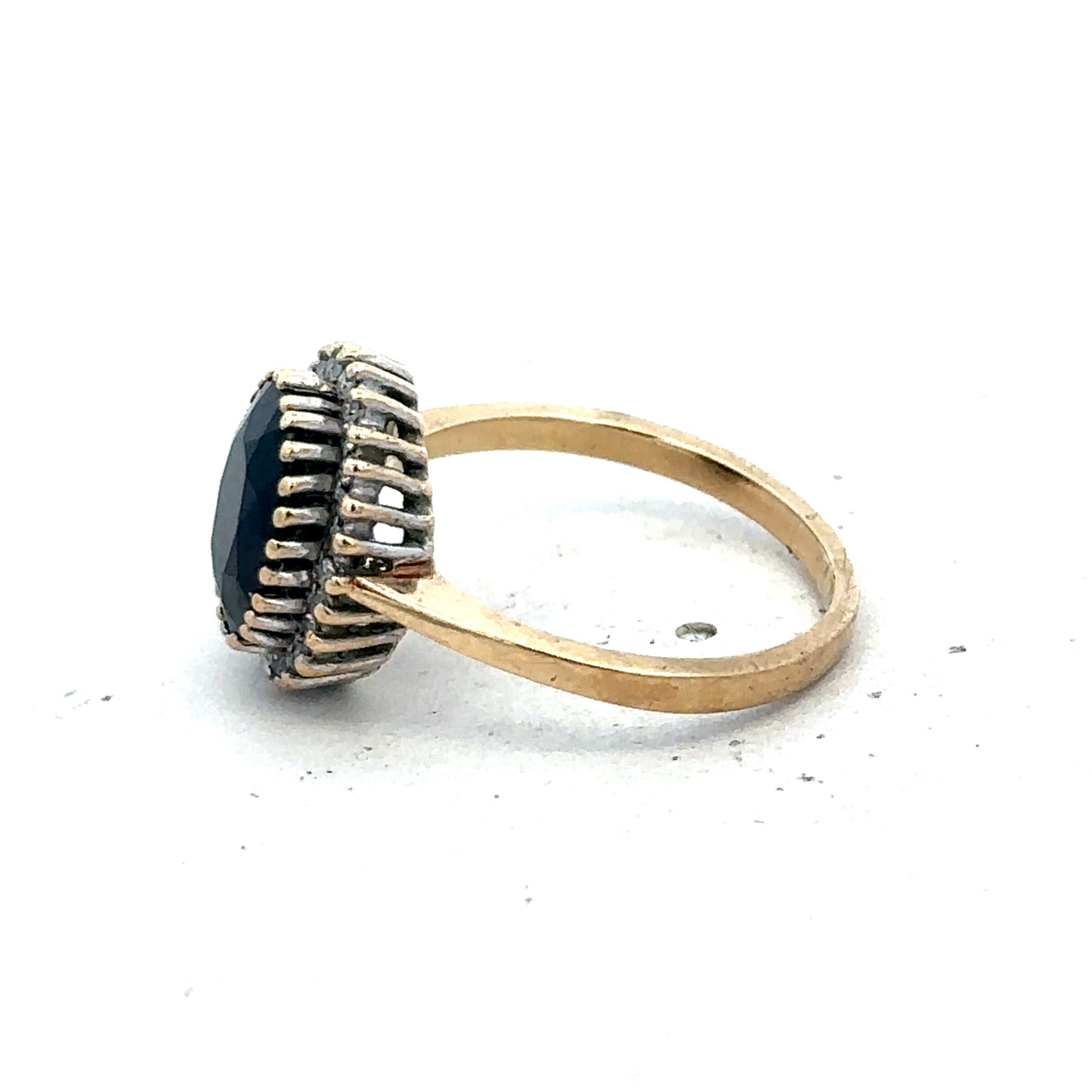 9ct yellow gold sapphire and diamond ring size N (sh27566b)