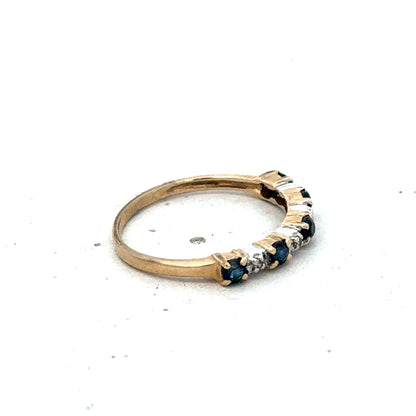 9ct yellow gold sapphire and diamond ring size M (sh26839b)