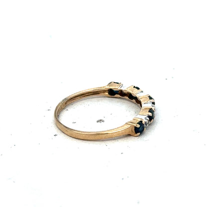 9ct yellow gold sapphire and diamond ring size M (sh26839b)