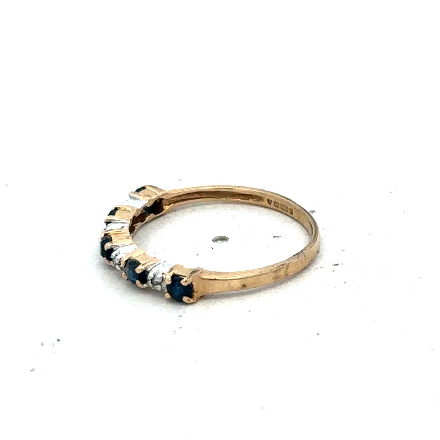 9ct yellow gold sapphire and diamond ring size M (sh26839b)