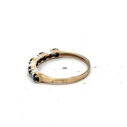 9ct yellow gold sapphire and diamond ring size M (sh26839b)