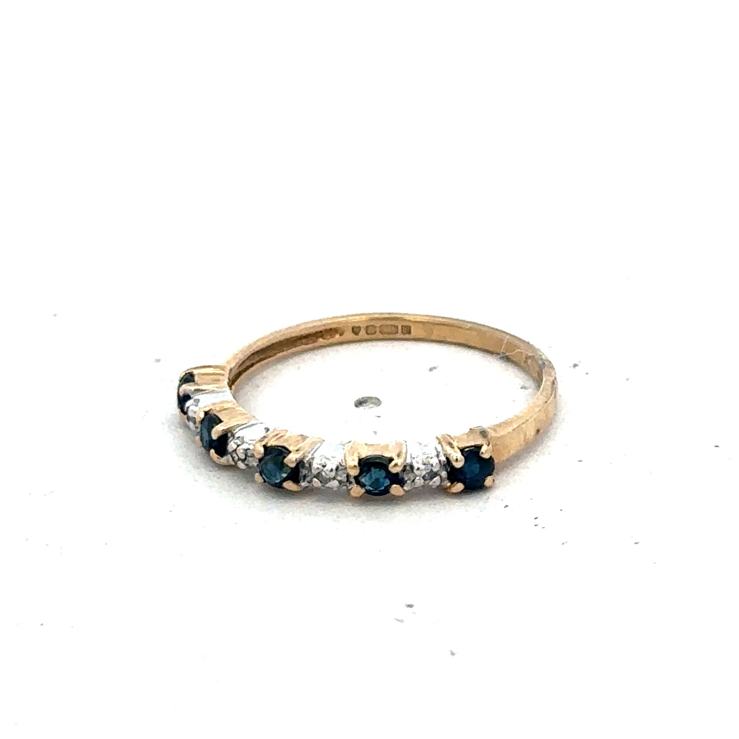 9ct yellow gold sapphire and diamond ring size M (sh26839b)