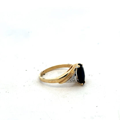 9ct yellow gold sapphire and diamond ring size M (sh27327b)