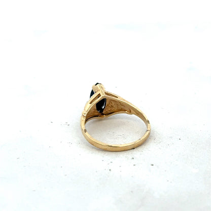 9ct yellow gold sapphire and diamond ring size M (sh27327b)