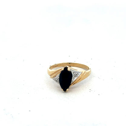 9ct yellow gold sapphire and diamond ring size M (sh27327b)