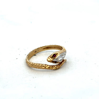 9ct yellow gold snake ring size P (sh27324b)