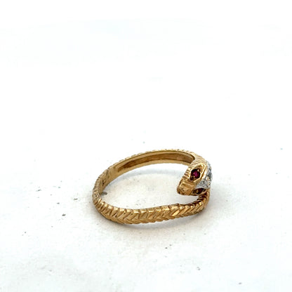 9ct yellow gold snake ring size P (sh27324b)