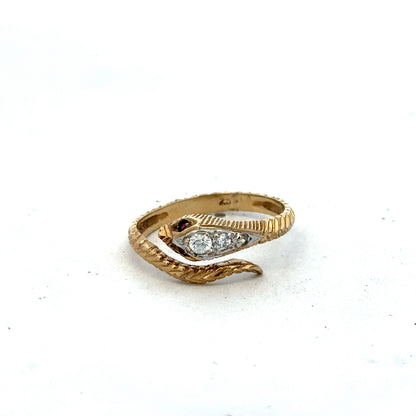 9ct yellow gold snake ring size P (sh27324b)