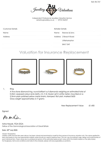 18ct yellow gold diamond ring by Reeves and Sons, featuring a sparkling diamond setting and elegant craftsmanship.