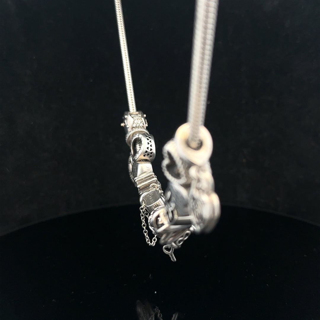 Pandora charm necklace chain, 20 inches, with intricate links and decorative charms, stylish jewelry by PANDORA.