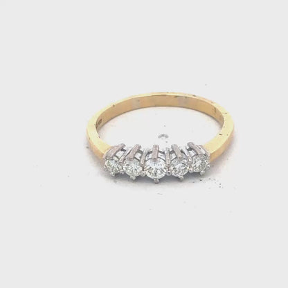 18ct yellow gold five stone 1/2 carat diamond ring