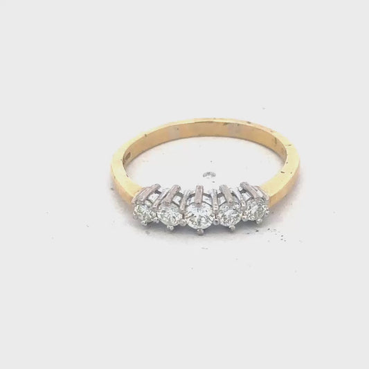 18ct yellow gold five stone 1/2 carat diamond ring