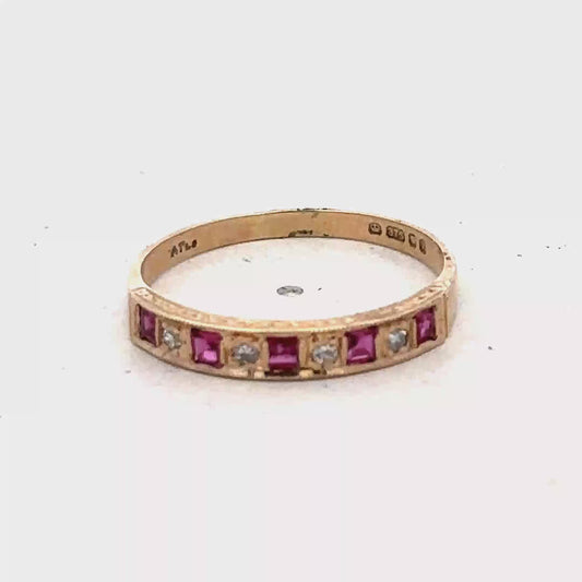 9ct yellow gold ruby and diamond ring sh27266b