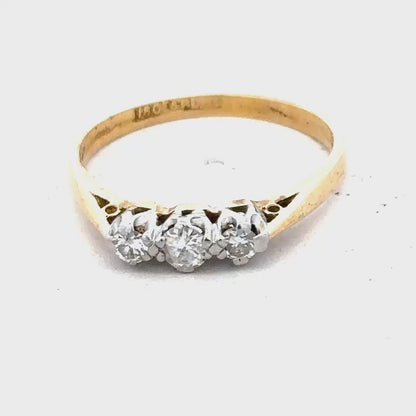 18ct Yellow Gold Diamond Ring Size P1/2