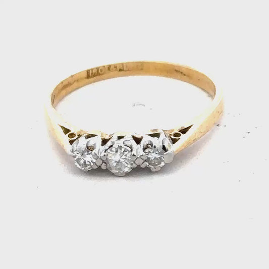 18ct Yellow Gold Diamond Ring Size P1/2