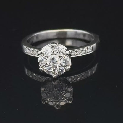 9ct White Gold diamond ring Size M 3.2g