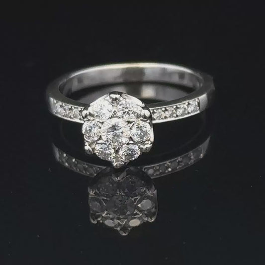 9ct White Gold diamond ring Size M 3.2g