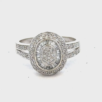 9ct white gold 1/2 caret diamond ring size P (sh26526b)