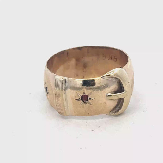 9ct yellow gold buckle ring size Z2 (sh27532b)