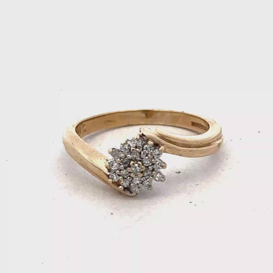 9ct yellow gold 21pts diamond ring size M1/2 (sh27565b)