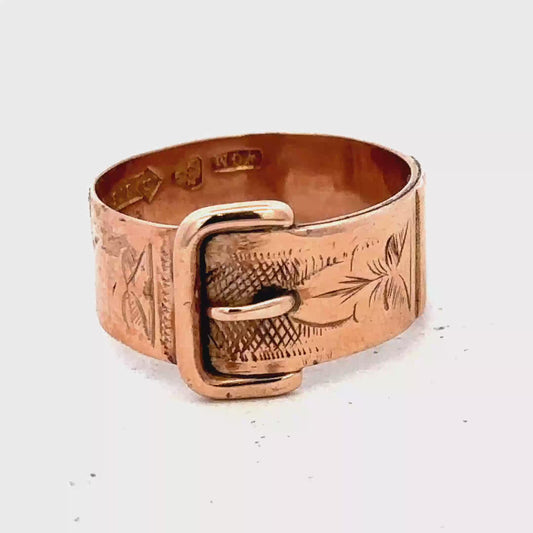 9ct rose gold buckle ring size R1/2 (sh27425b)