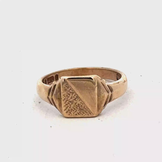 9ct yellow gold signet ring size K (sh25604l)