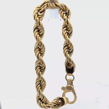 9ct yellow gold rope bracelet 25.6g (sh25614l)