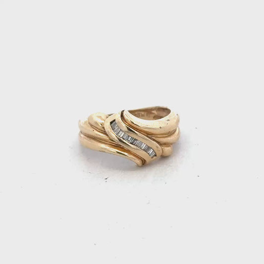 14ct yellow gold diamond. ring size M, (sh21220l)