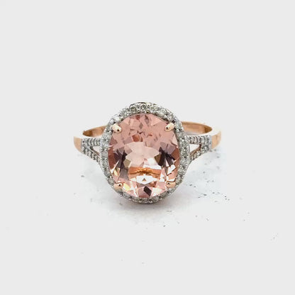 14ct gold morgantite and  diamond ring size S