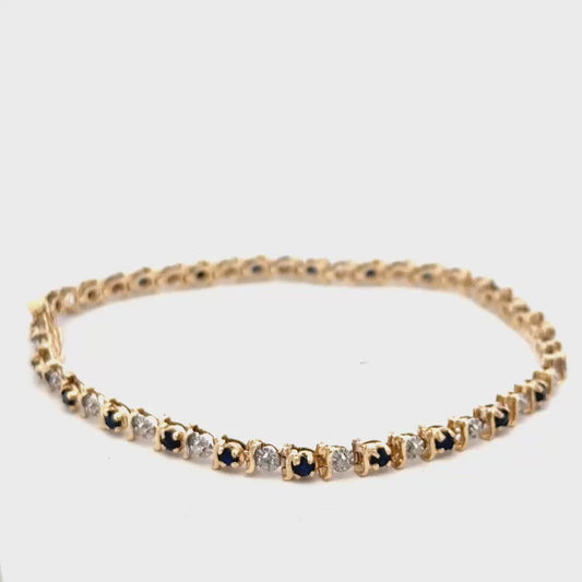 9ct yellow gold sapphire and diamond bracelet 6.5g (sh25336l)
