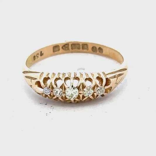 18ct Yellow Gold Diamond Ring Size P 3.1g