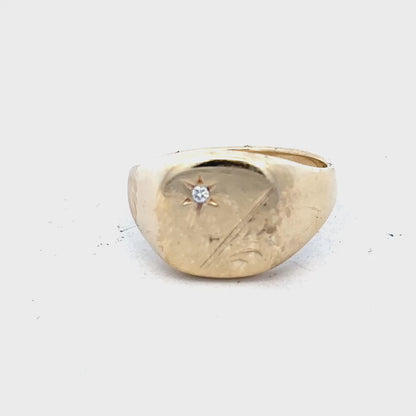 9ct yellow gold signet ring size T1/2 (sh26595b)