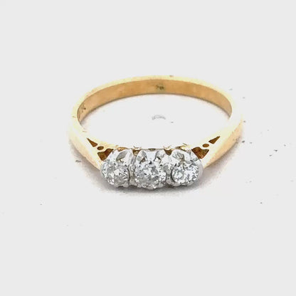 18ct Yellow Gold Diamond Ring Size J 2.5g