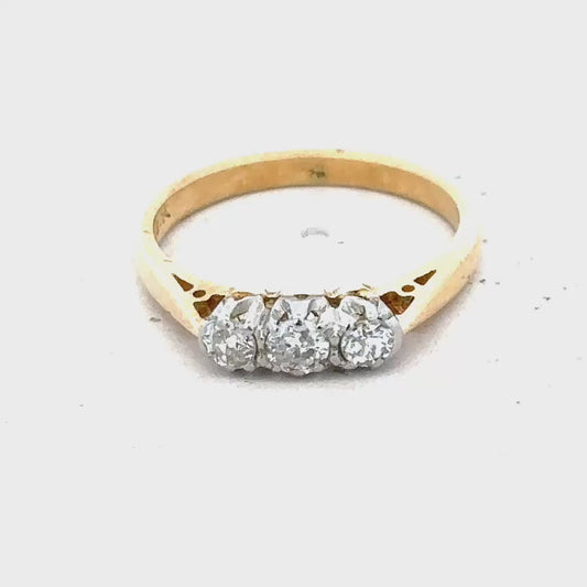 18ct Yellow Gold Diamond Ring Size J 2.5g