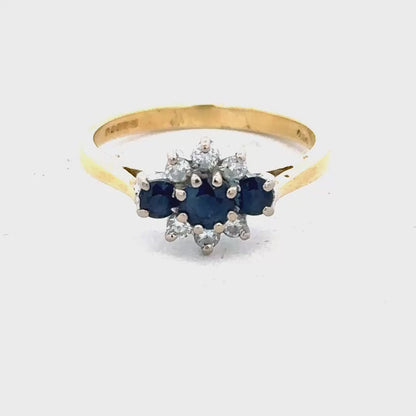 18ct Yellow Gold Sapphire And Diamond Ring Size K